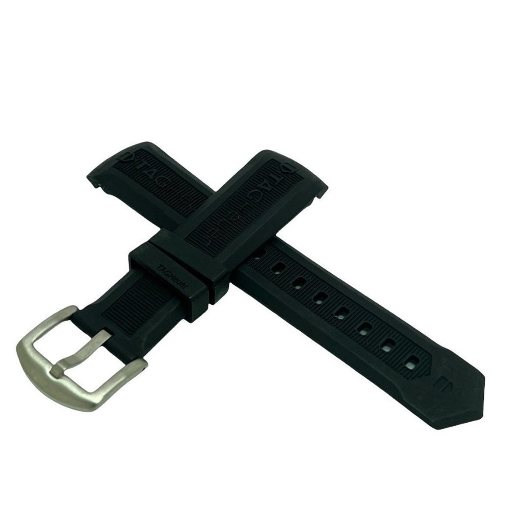 Mens Watch Aftermmarket Band Replacement For Tag Heuer Black Rubber Strap 22mm